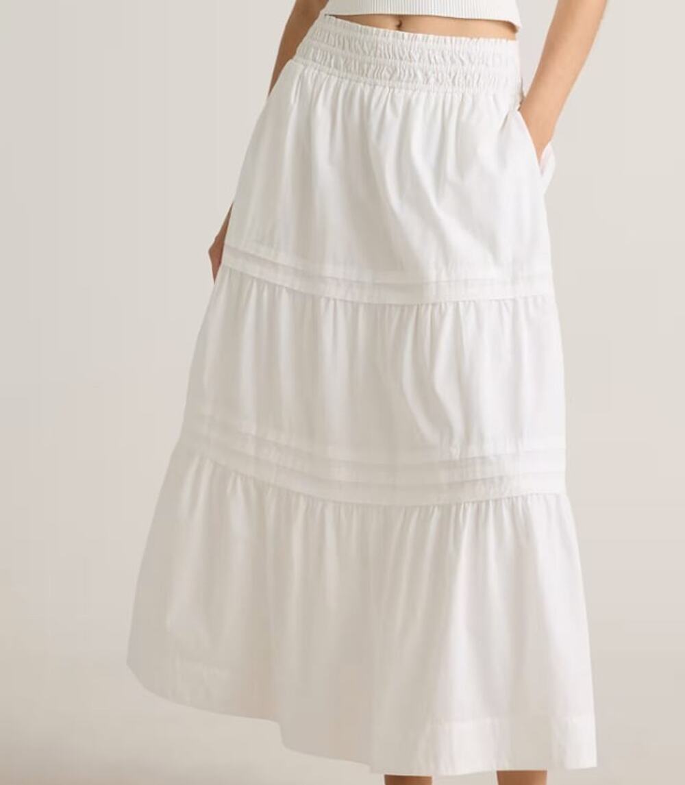 QUINCE 100% Organic Cotton Poplin Tiered Maxi Skirt Large A010536